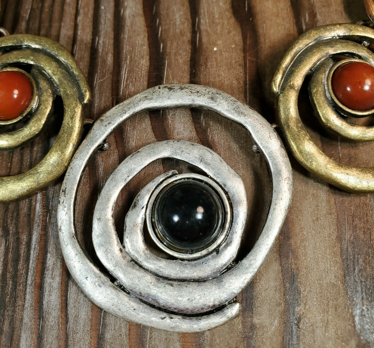 Womens Statement Necklace Gold Silver Color Swirl Rust Black 22-24″ Unique