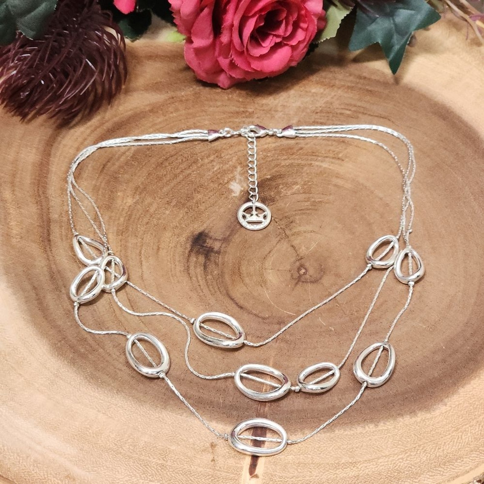 Rare Vintage Trifari 3 Strand Silver Toned Mobius Necklace