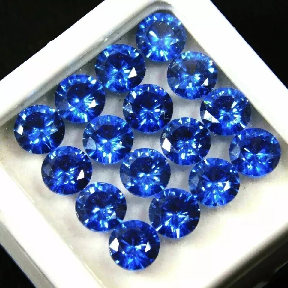 Round Cut Lot 10 Pcs Blue Color Sapphire 8mm Certified Natural Loose Gemstone