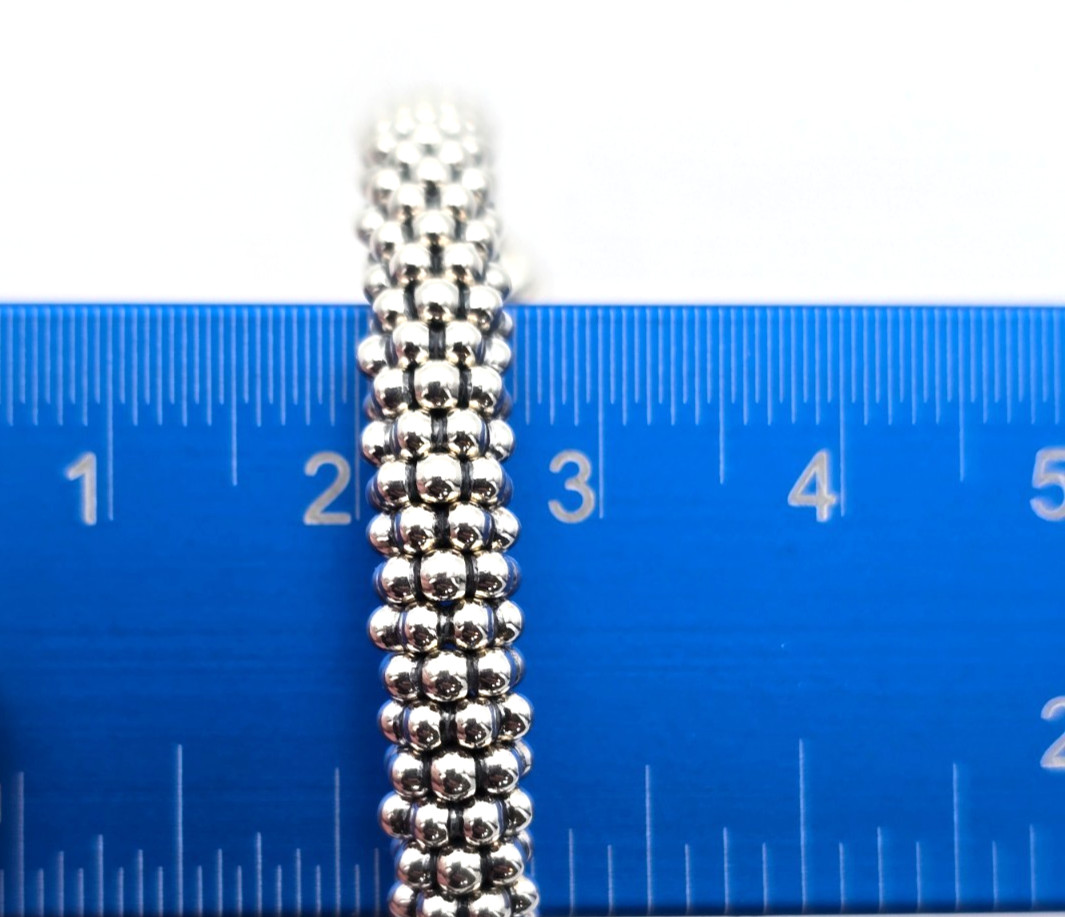 LAGOS Luna Collection Sterling Silver X Pearl Caviar 6mm Bracelet Size Small