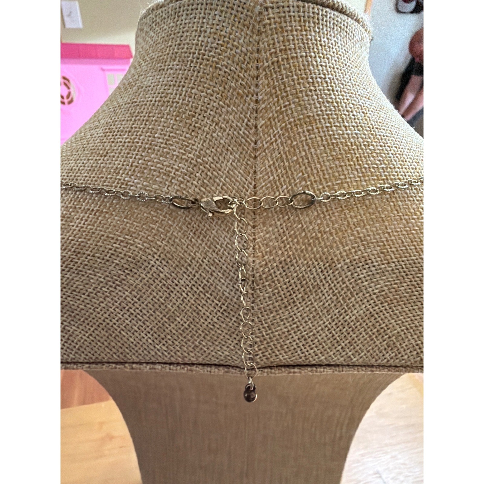 Black Crochet Lace Beaded Statement Necklace Gold Tone Boho Circle Pendant Boho