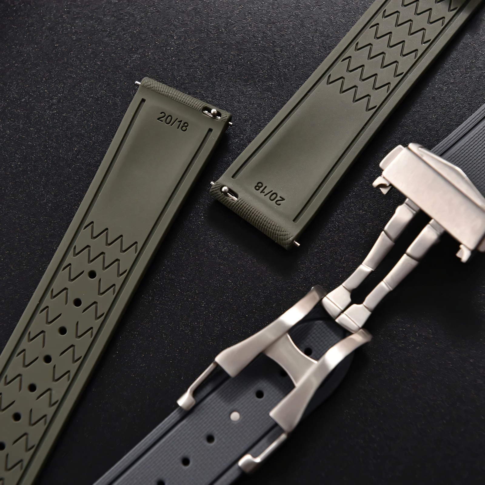 New Style FKM Rubber Watch Strap For 20mm 21mm 22mm Folding Buckle Watchbands