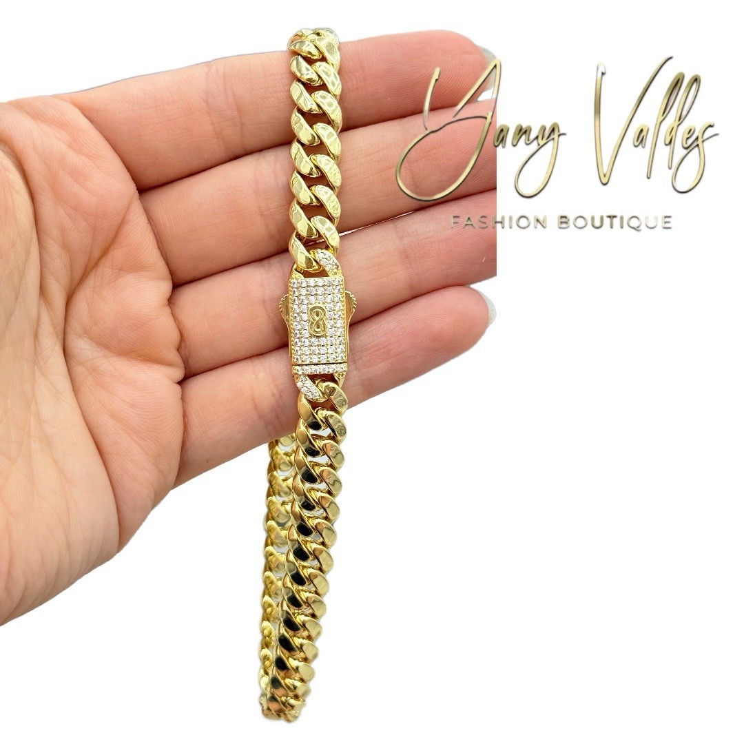 Gold Filled Monaco Anklet 10” 8mm Bold Cuban Link Shine
