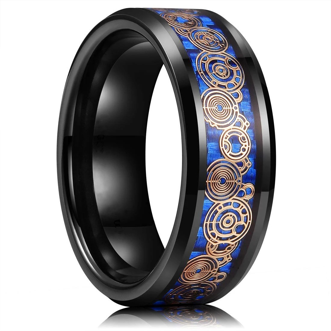 Men Women Gold Plated Blue Black Red Stainless Steel Celtic Dragon Band Ring 8mm