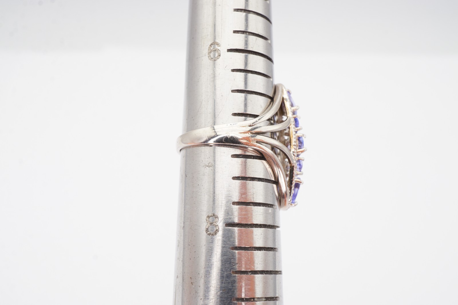 Sterling Silver 925 Iolite White Topaz Ring Size 7