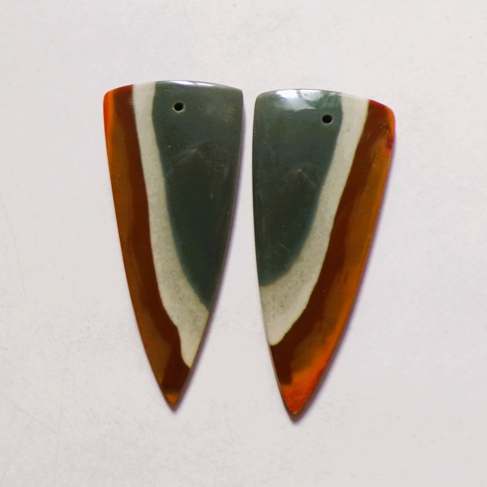 41.55 Cts Natural Polychrome Jasper Drilled Cabochon Pair Gemstone 45X20MM 78