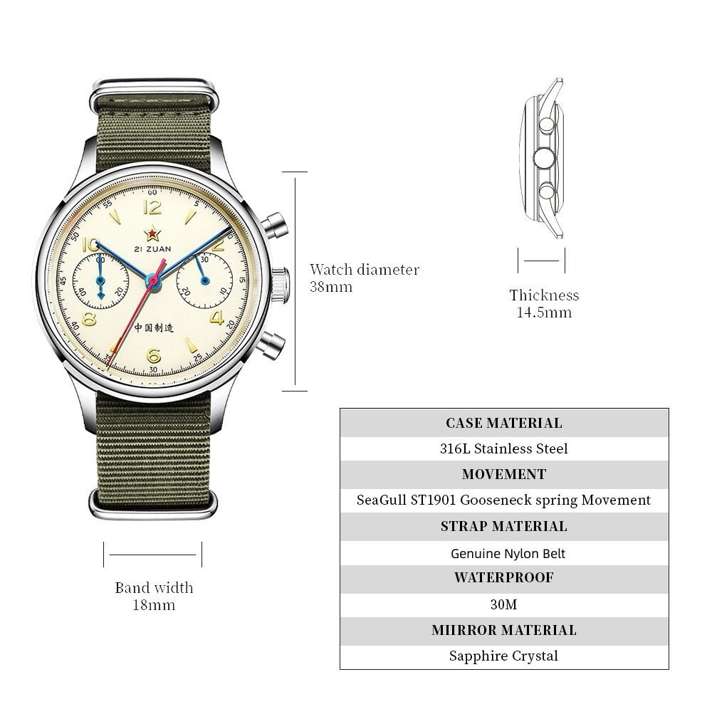 SEAKOSS 71Anniversary 38mm Acrylic Crystal No Gooseneck Vintage Mechanical Watch
