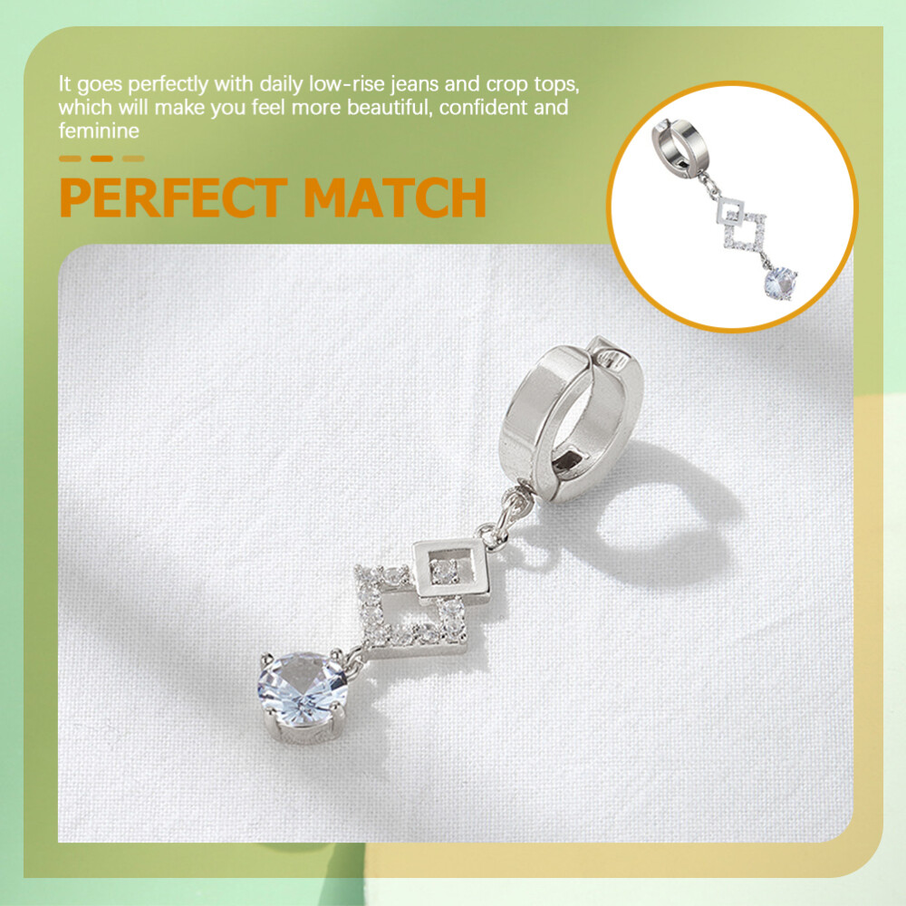 Belly Button Rings Clip On Dangle Zircon Belly Ring Pendant Women Body Jewelry
