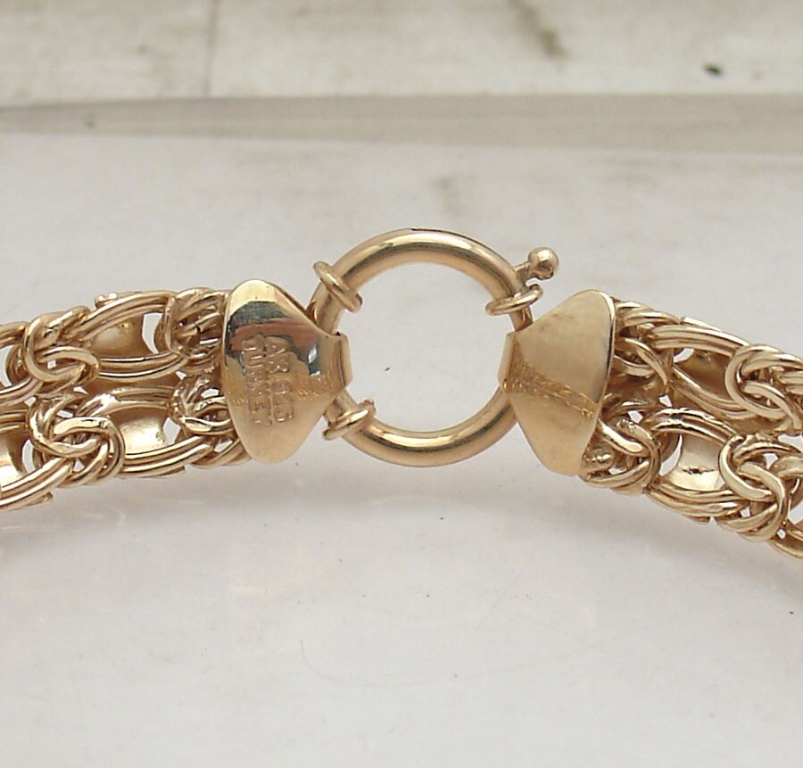 8″ Technibond Diamond Cut Snake Skin Bracelet 14K Yellow Gold Plated Real Silver