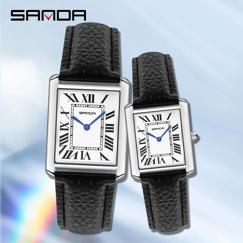 Fashion Roman Time scale 1108 Rectangular Couple Frank Watch Silver Luxur