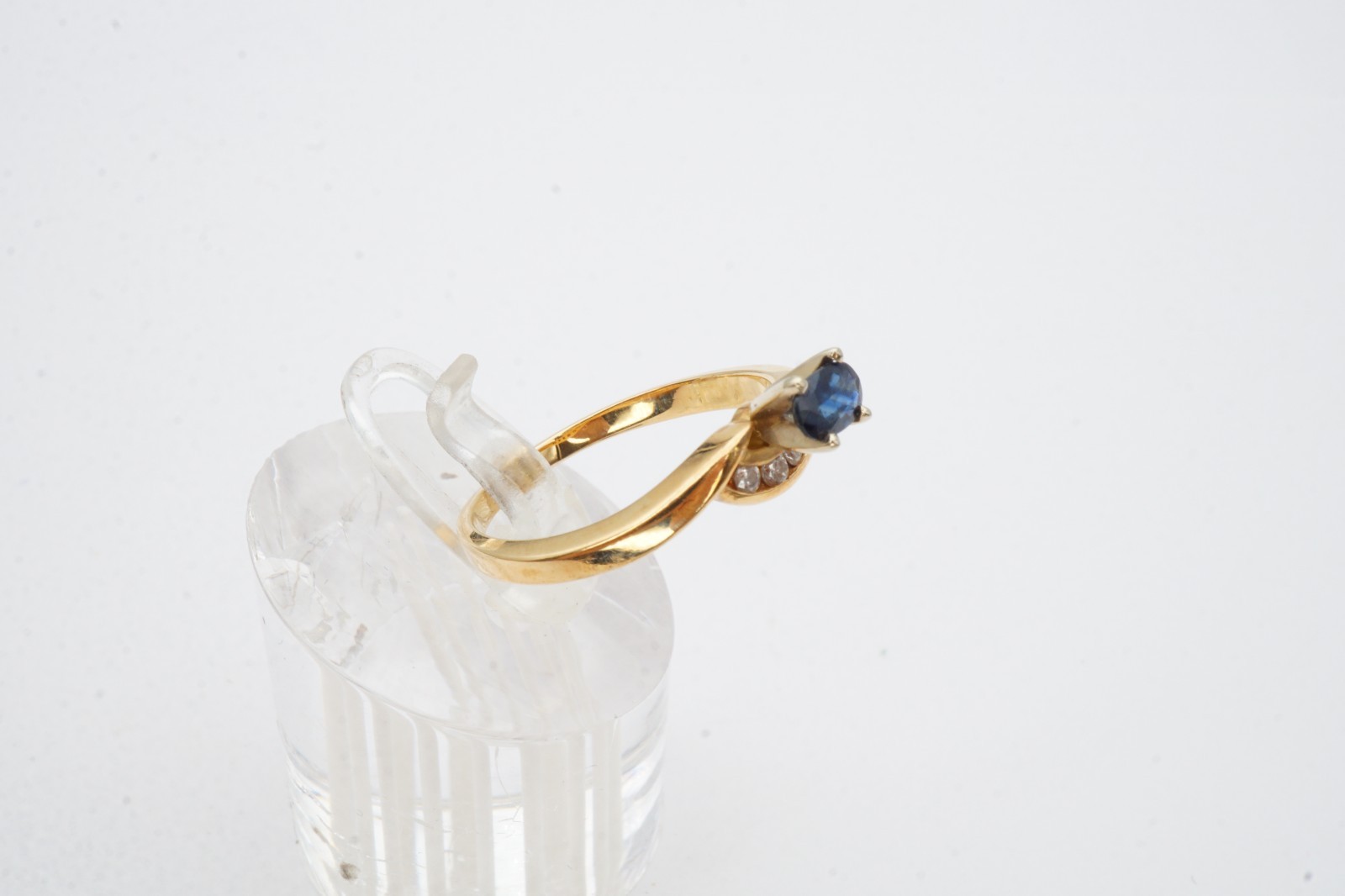 14k Yellow Gold Sapphire Diamond Ring Size 7.75 A2