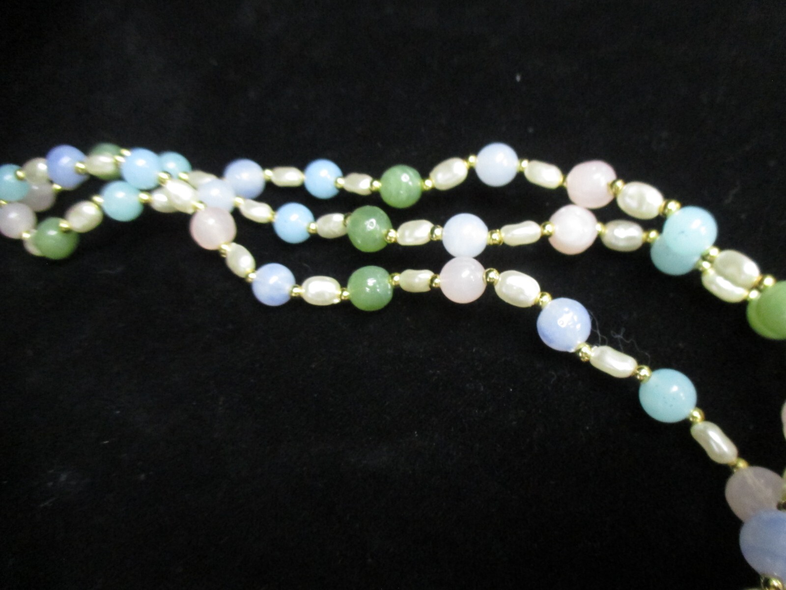 70/80’s Costume Jewelry, Pastel 3 Strand Beaded Necklace & 2 Pair Clip Earrings