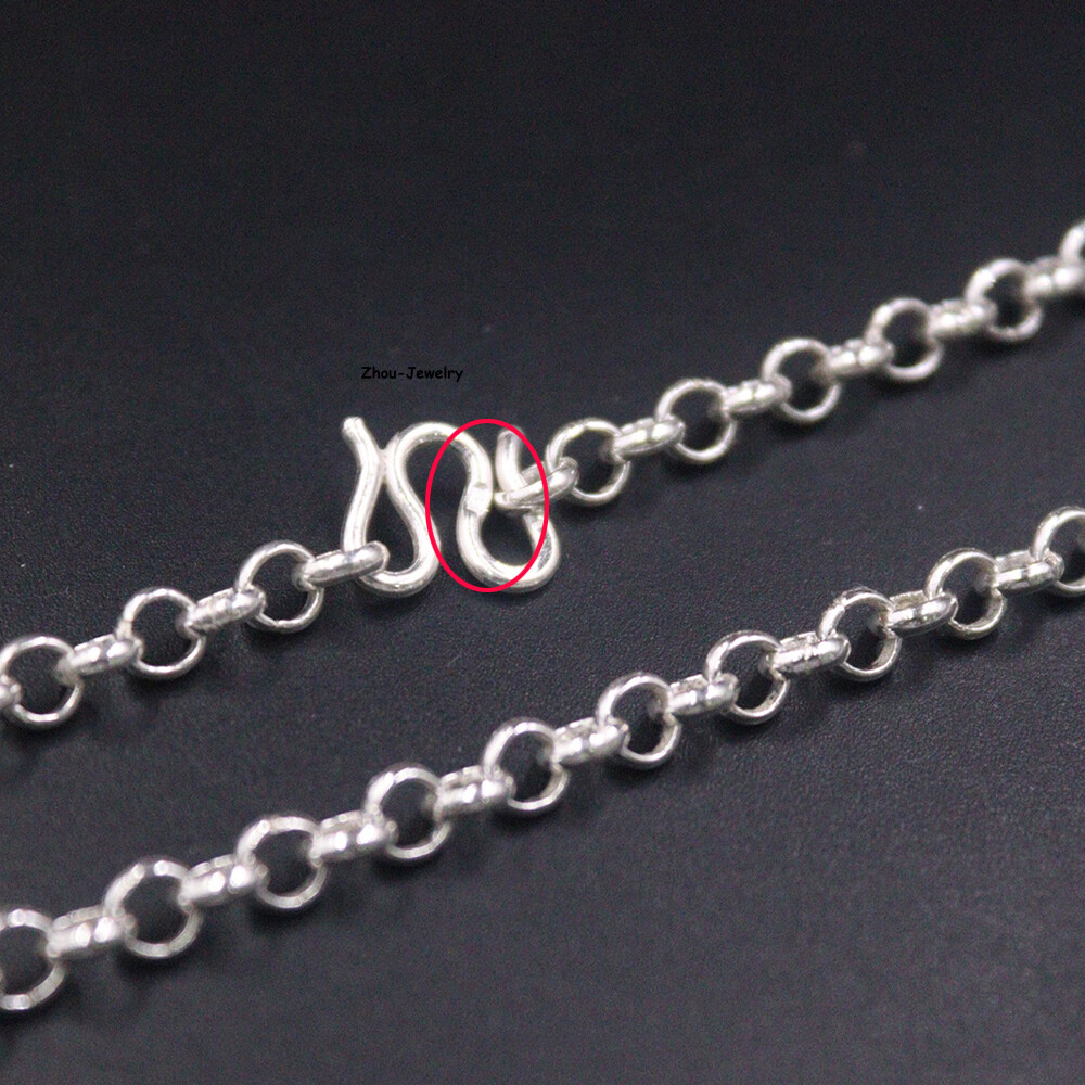 Real S925 Sterling Silver Chain 4.5mm Cable Rolo Link Necklace 16-17g 19.6inch
