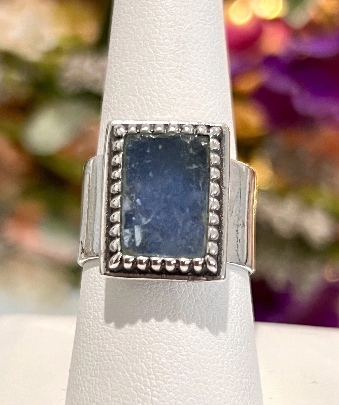 Sterling Silver Designer Luli Hamersztein Israel Blue Roman Glass Ring Size 8