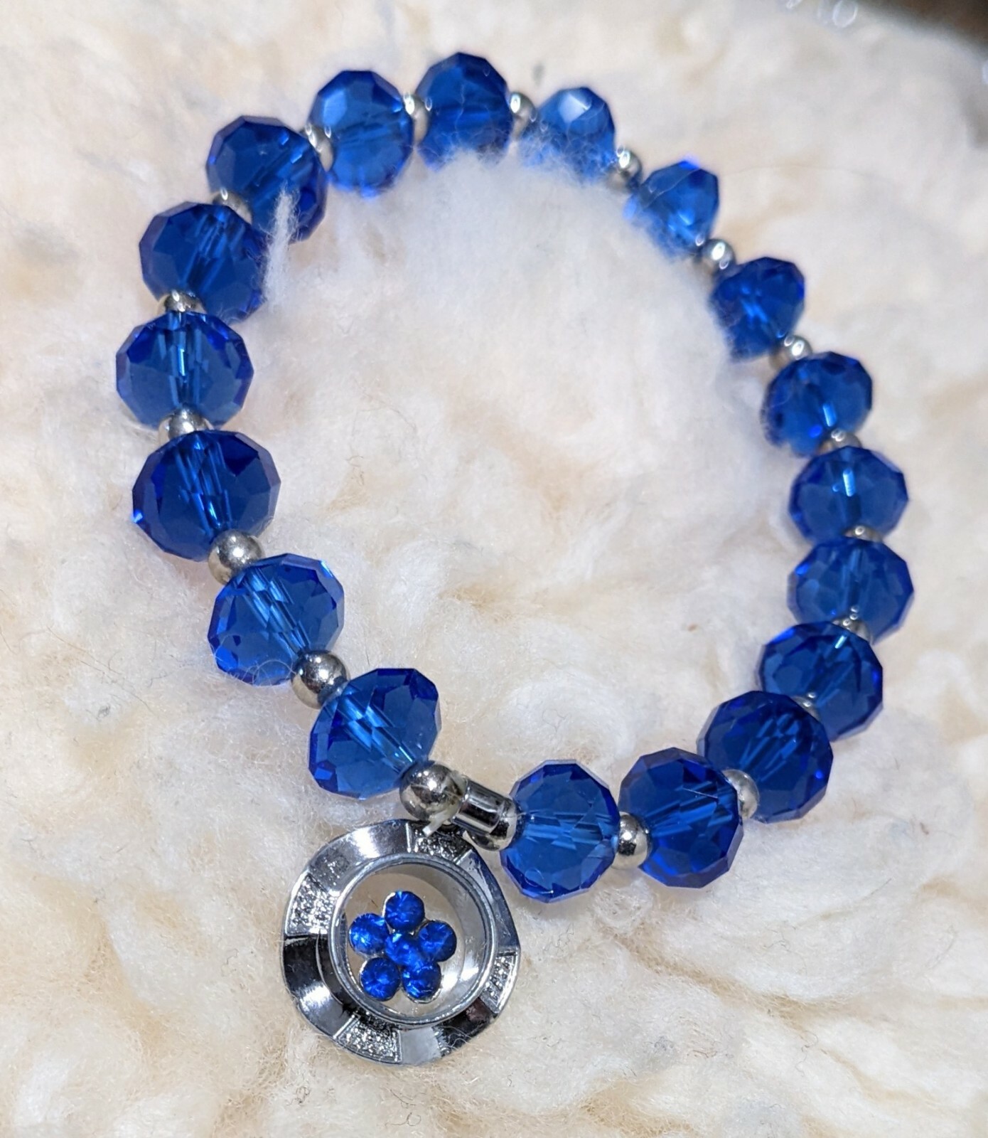 Birthstone Bracelet Blue Bracelet for Women Beaded Stretch September