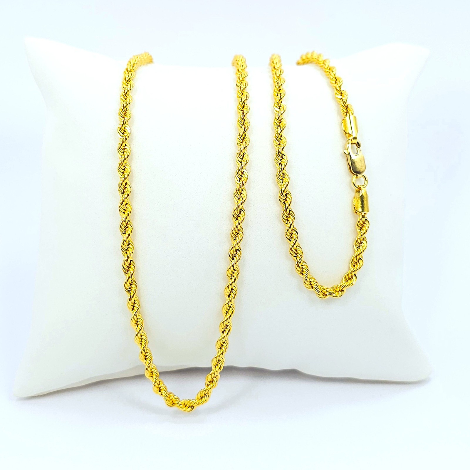 22K Gold Rope Chain Necklace 19.75 in 2.7 mm Hollow Genuine Hallmarked 916