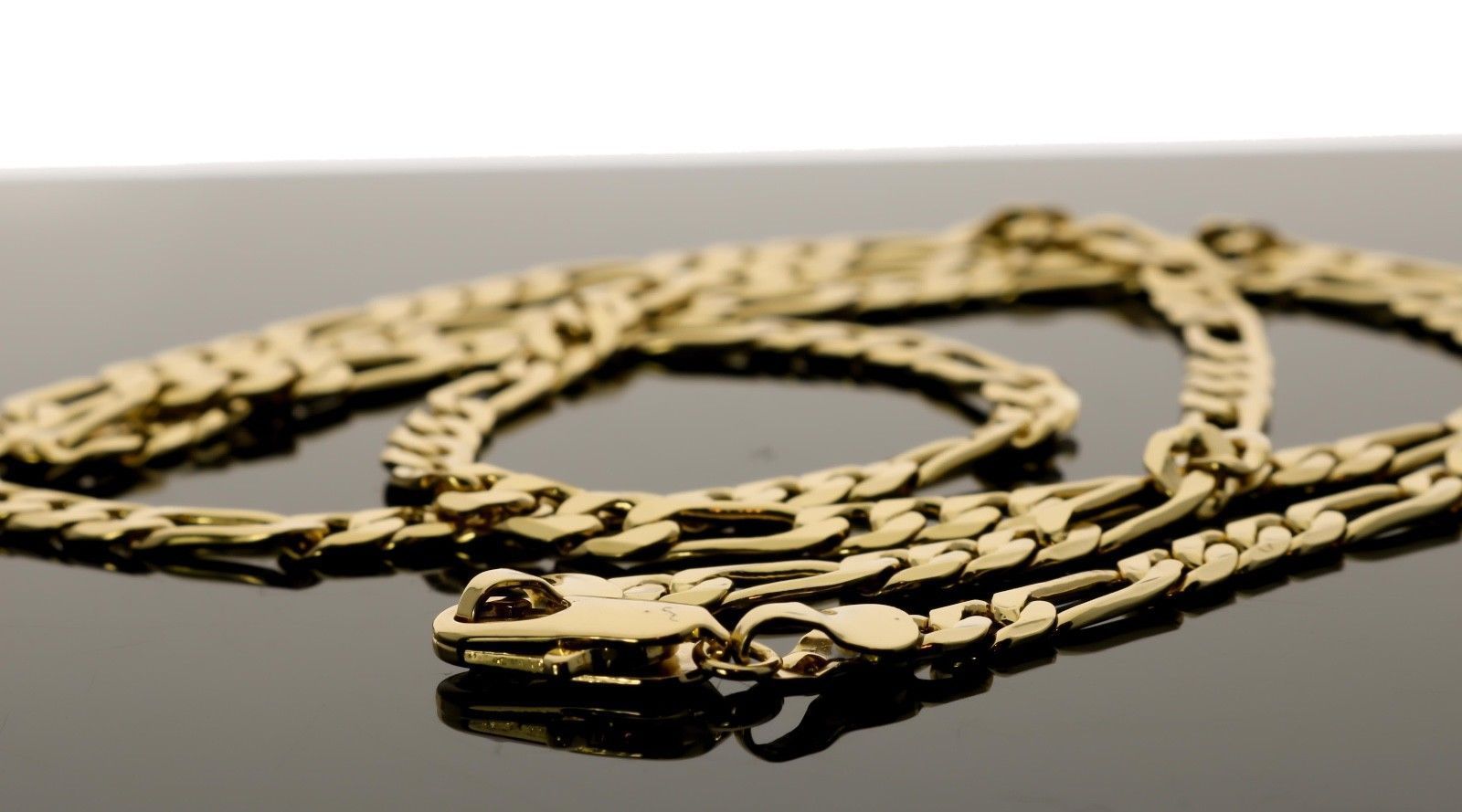Flat Figaro 4mm 30″ Chain Necklace Heavy 18K Gold Overlay JC-3
