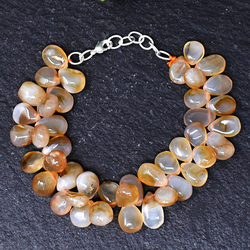190.00 Cts Natural 7 Inches Long Onyx Unheated Beads Handmade Bracelet NK 15E188