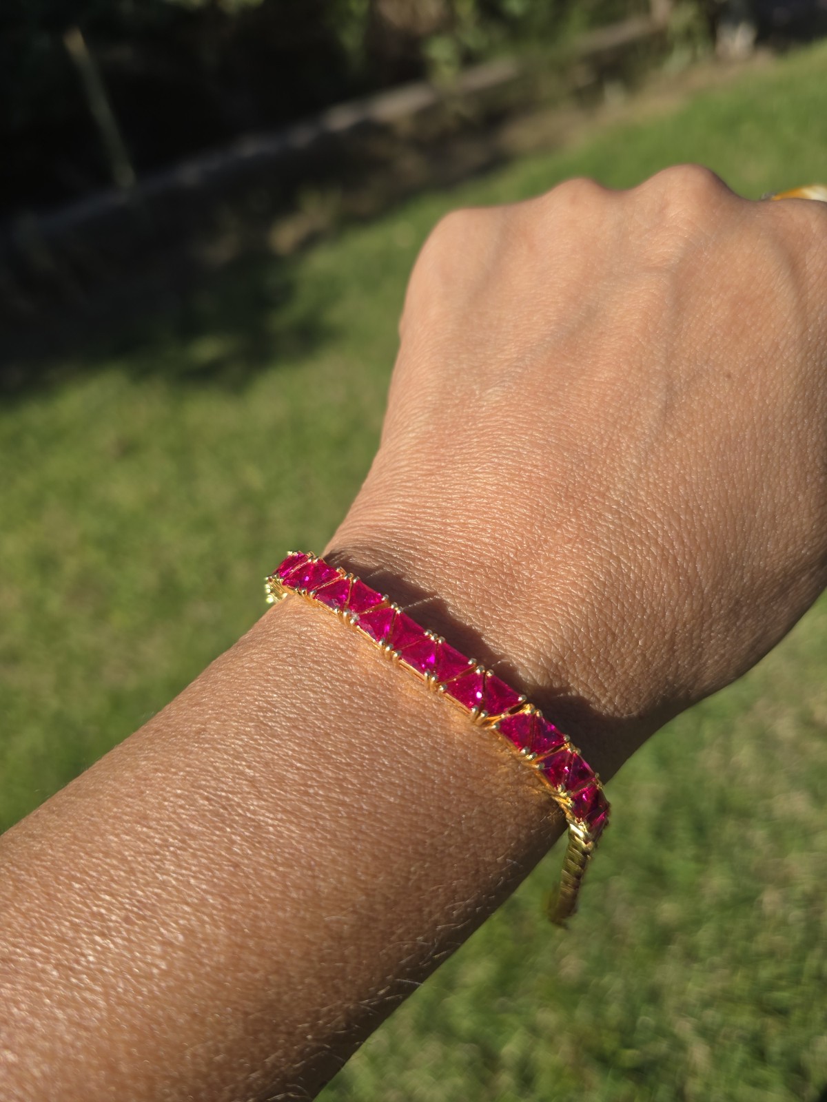 Lab Created PInk Ruby Tennis Bracelet