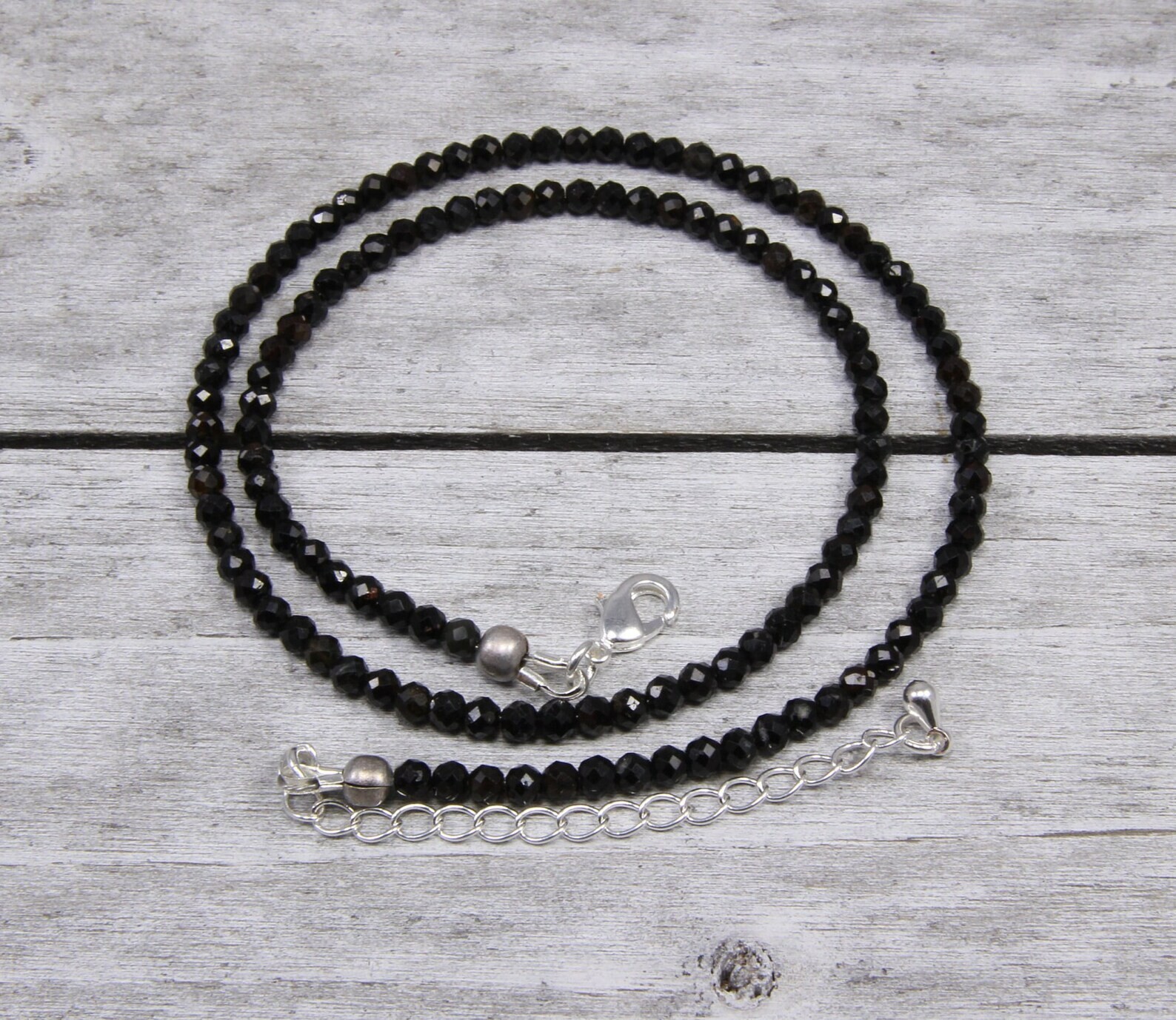 Natural Black Tourmaline choker, 2mm Minimasit Beads Nacklace Healing Gemstone