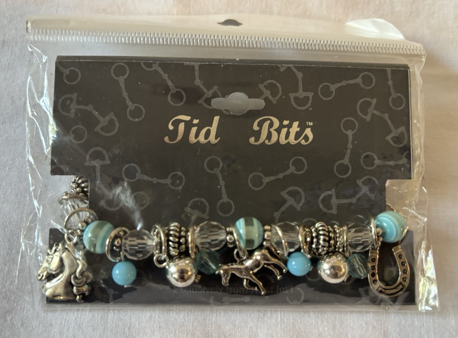New Blue & Silver Tid Bits Womens Western, Country Bracelet -Horses, Horseshoes