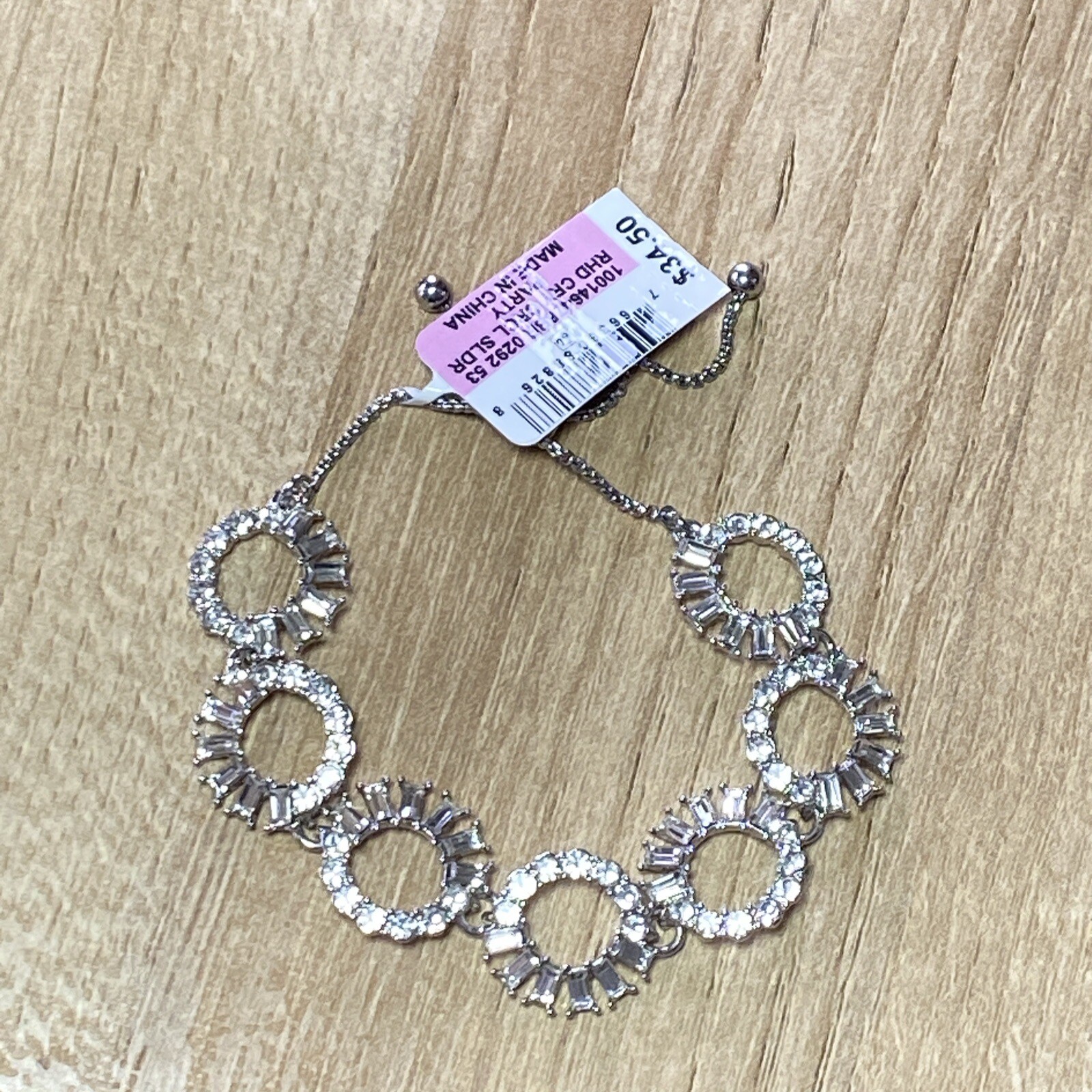 INC Silver-Tone Mixed Crystal Circle Slider Bracelet