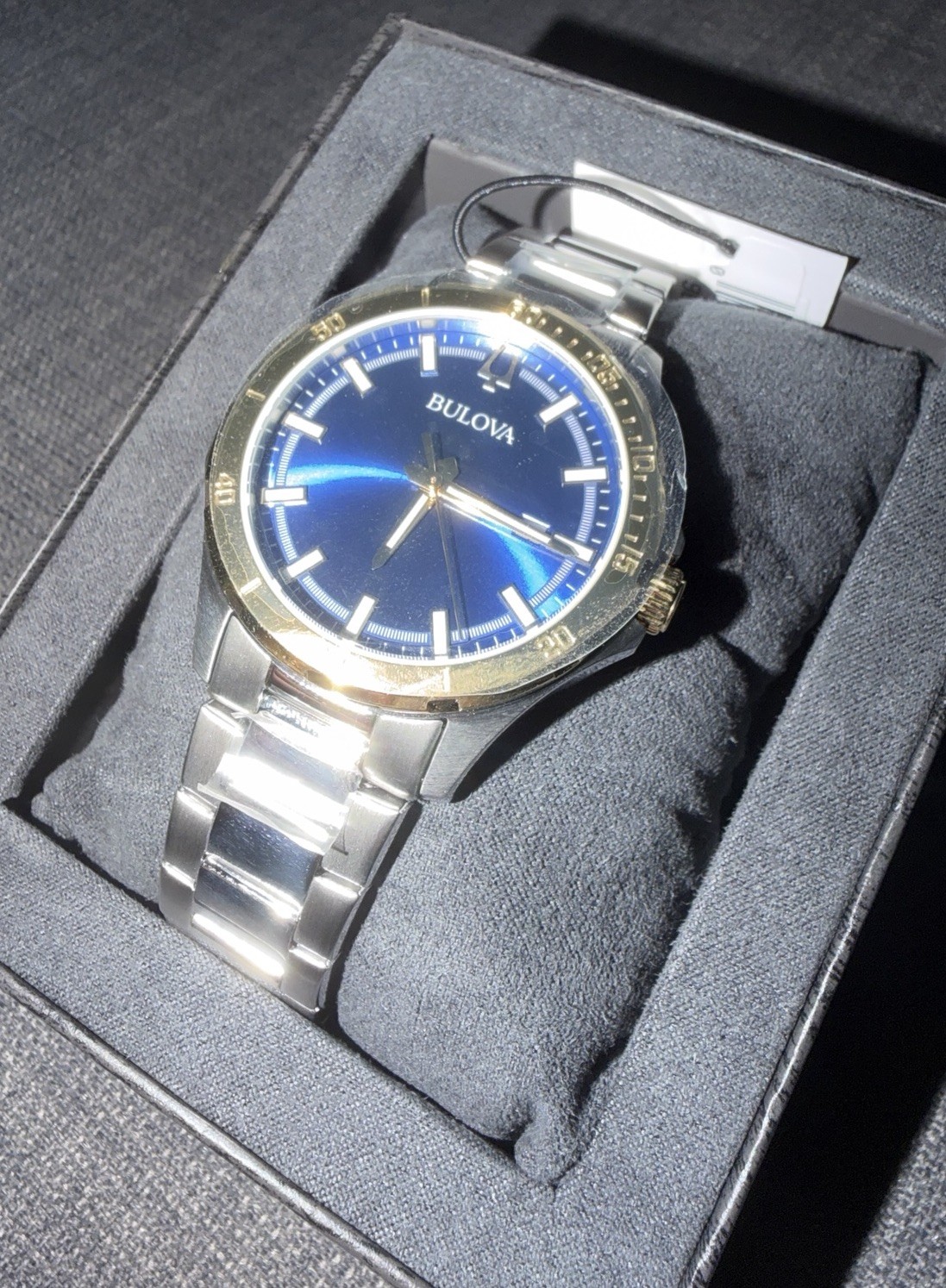 Bulova Men’s Corporate Collection Two Tone Blue Dial 30mm Watch. BRAND NEW