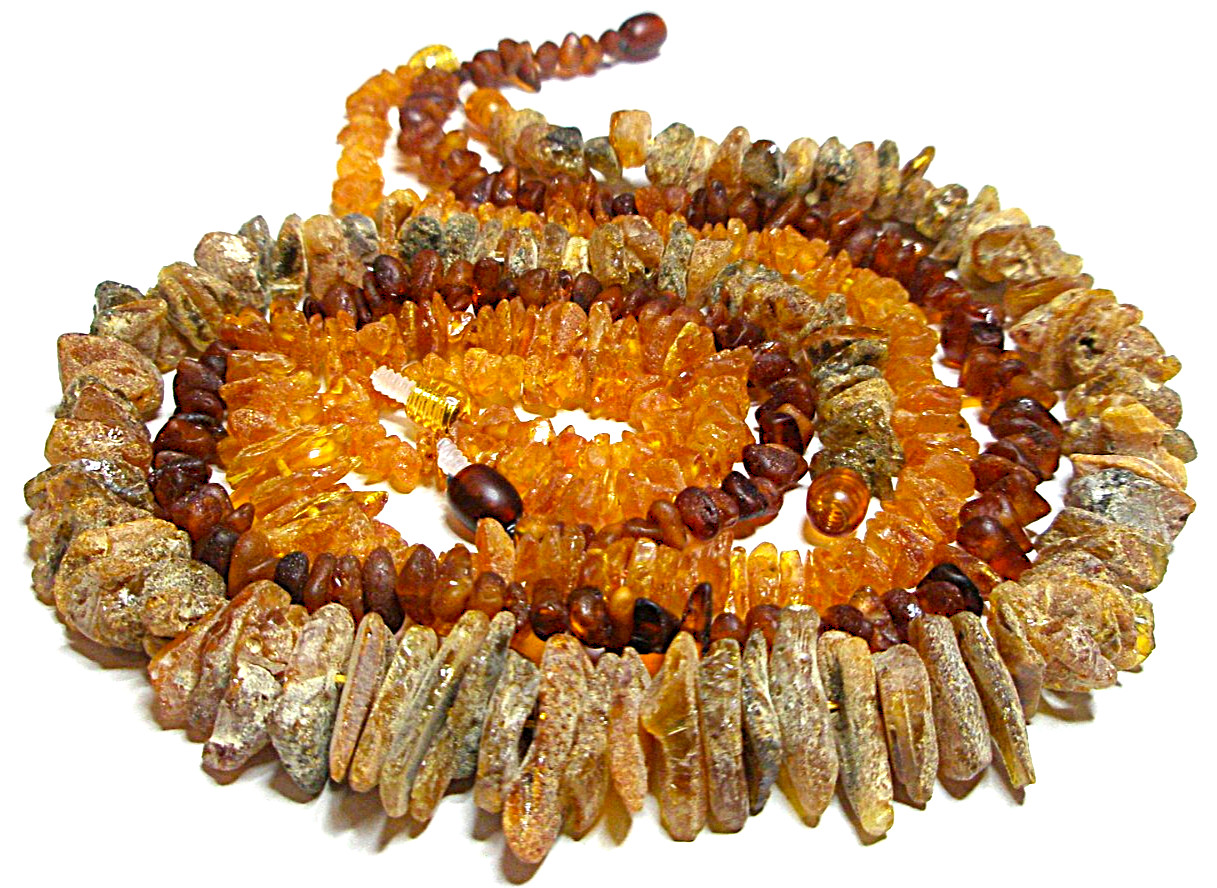 Lot – 3 Genuine Raw Baltic Amber Chip Necklaces 45 cm 17.5” Cognac Honey 56 gr!