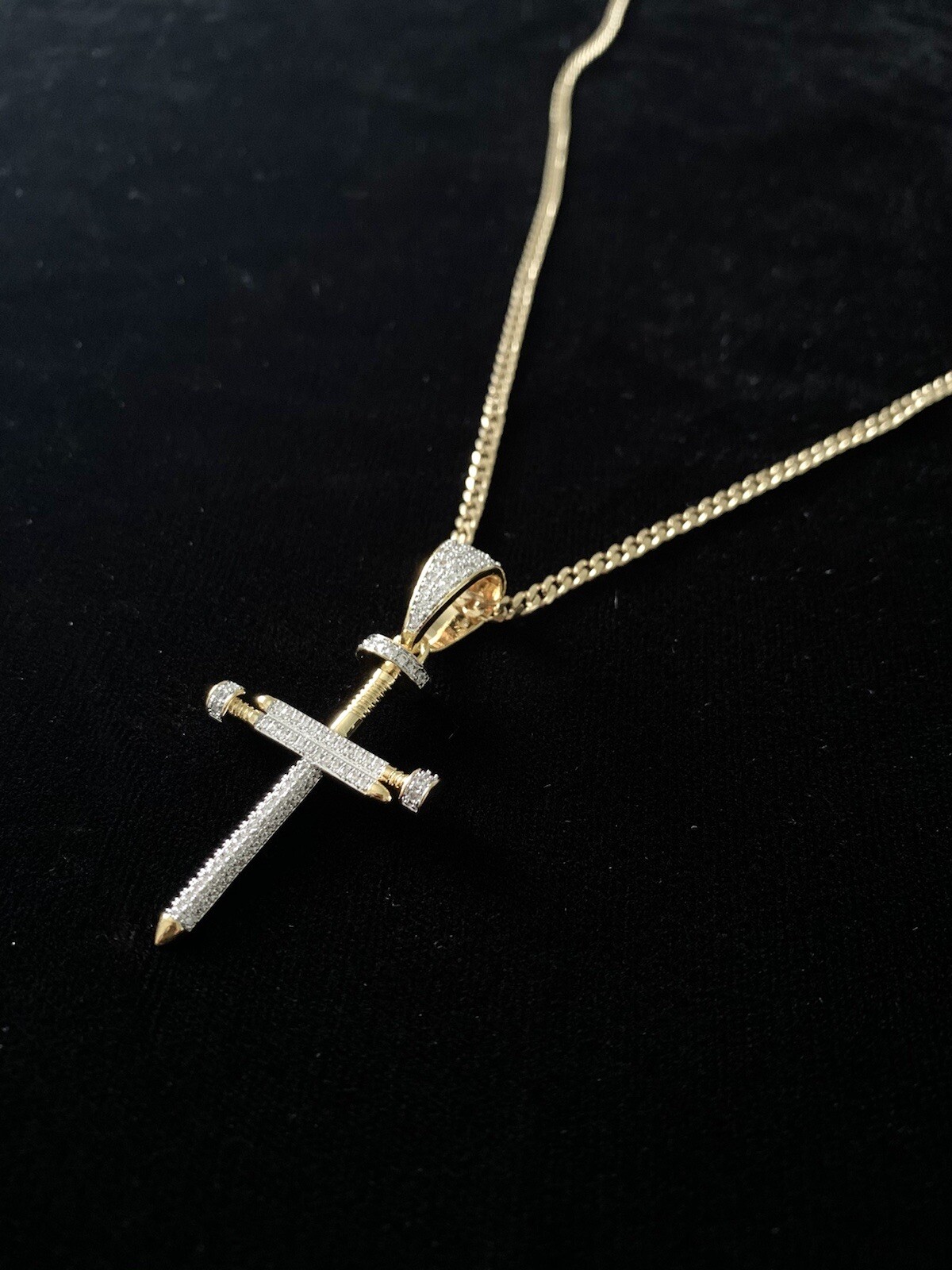 Real 18K Gold Lab Diamonds CROSS Pendant Chain Necklace *LIFETIME WARRANTY*