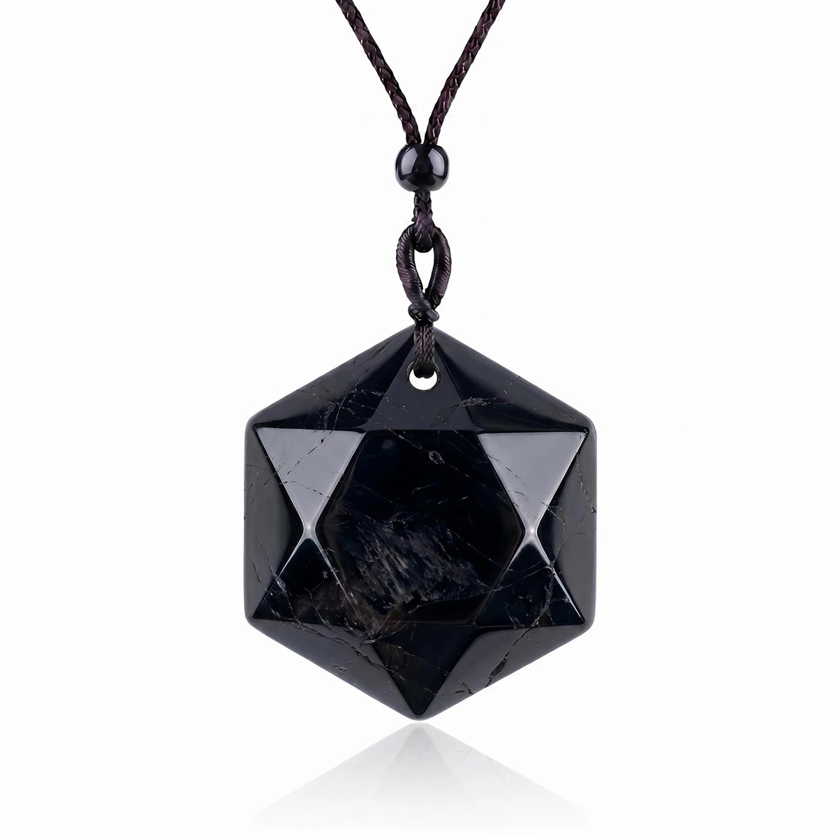 6PCS Hot Sale Mixed Gemstones Star Hexagon Shape Necklaces Adjustable Cord