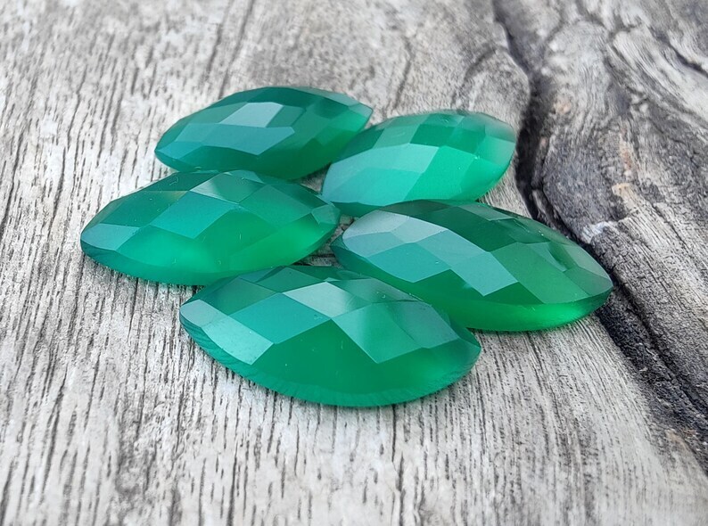 100% Natural Green Onyx Marquise Shape Faceted Cut Wholesale Gemstones