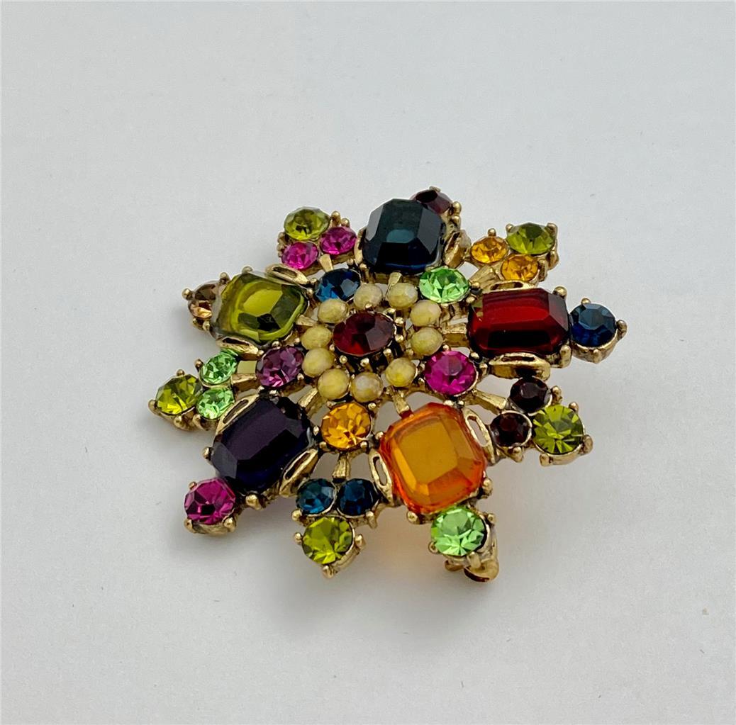 Vintage 70’s Lucky Gems Montien Hotel Bangkok Multicolor Brooch Pin