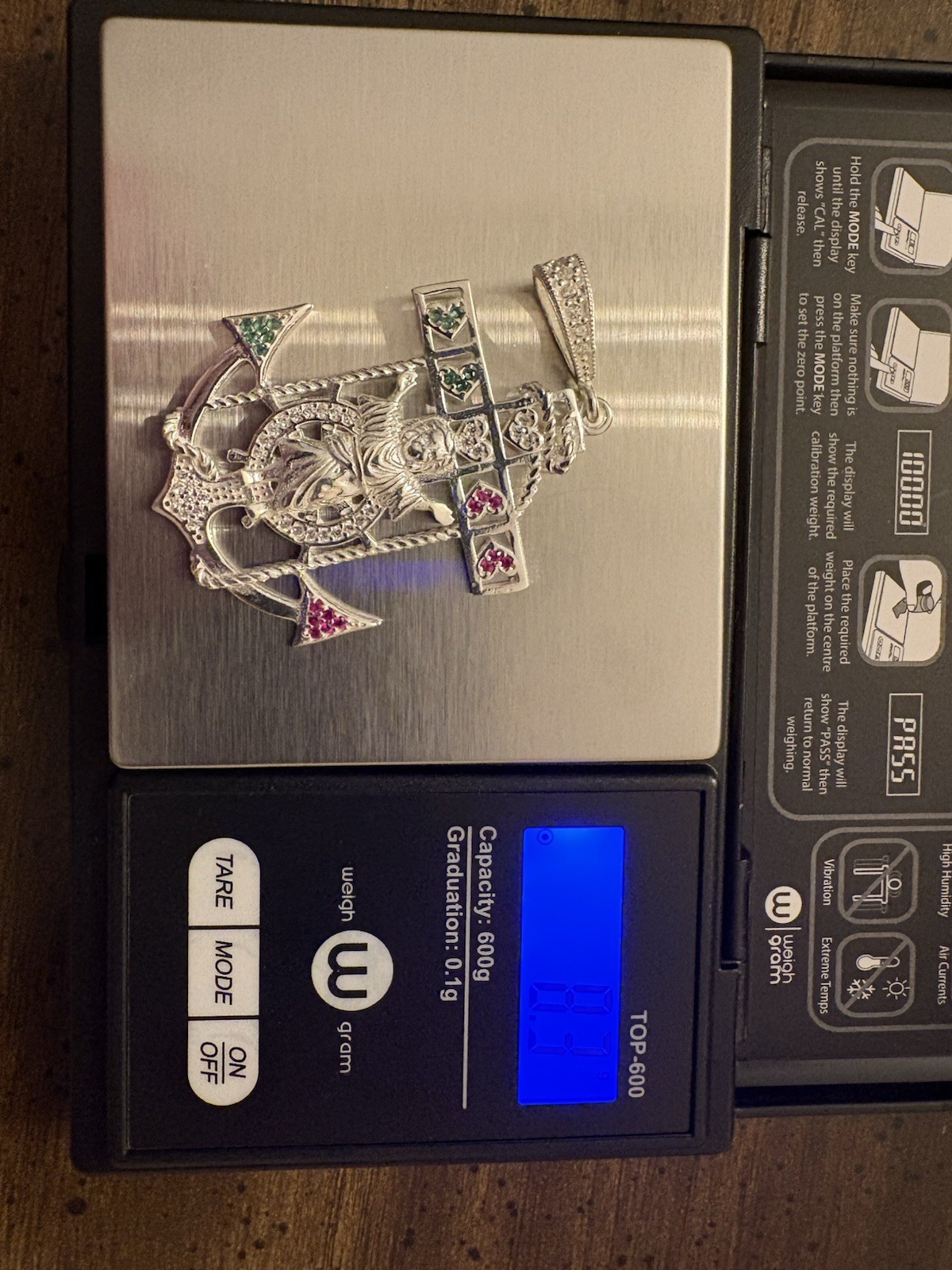 925 Sterling Silver Jesus Anchor Cross Pendant
