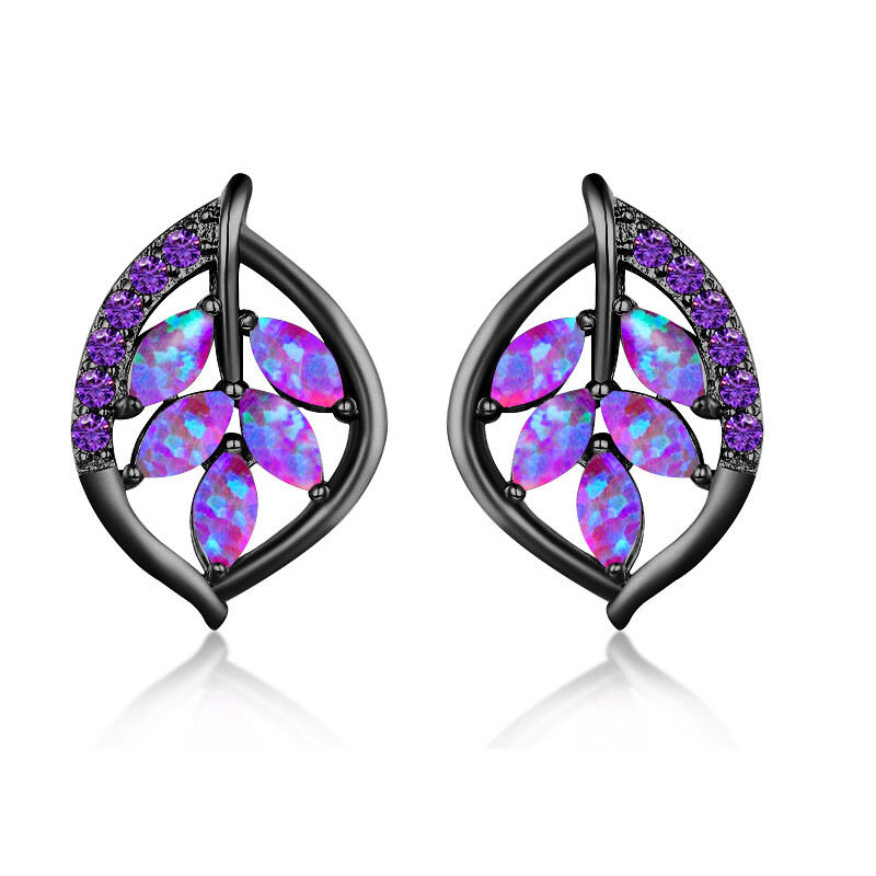 Gemstone Purple Fire Opal 925 Silver Drop Earrings For Women Jewelrys Wedding