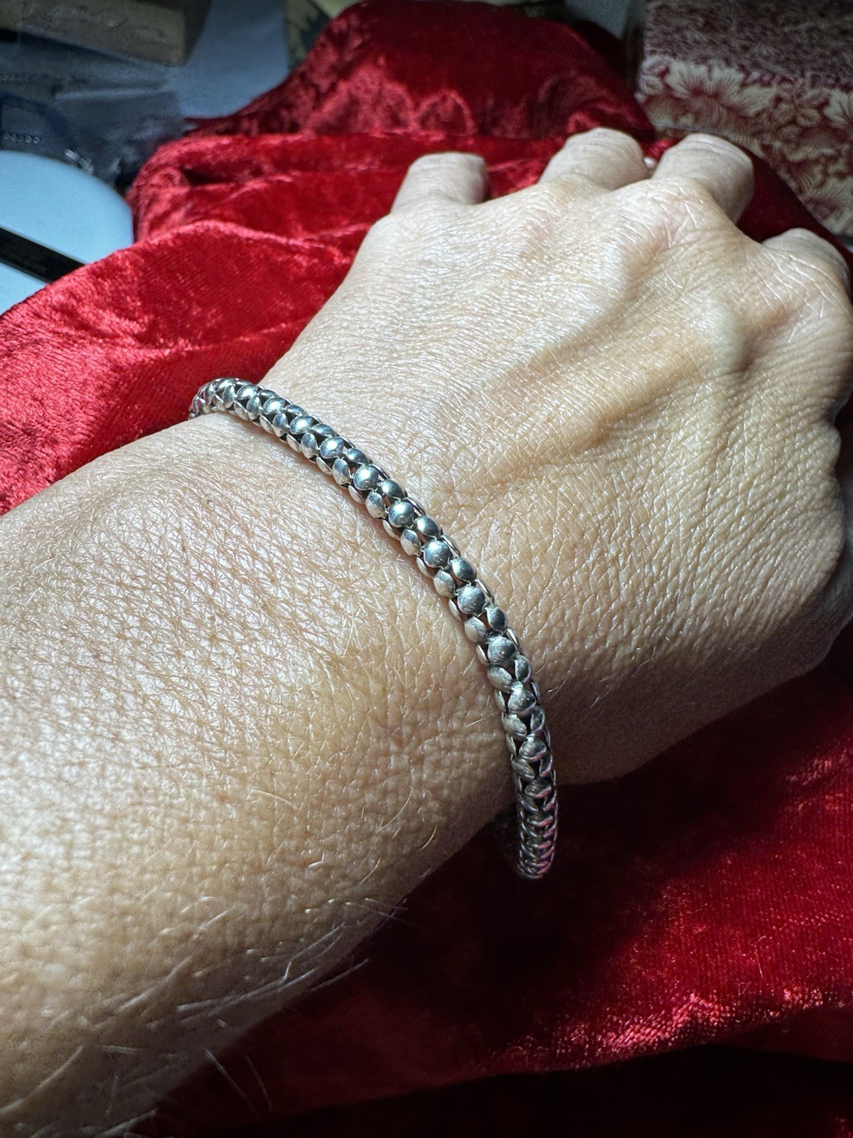 Sterling Silver 925 Chain Bracelet Popcorn Lobster Clasps 7.5”