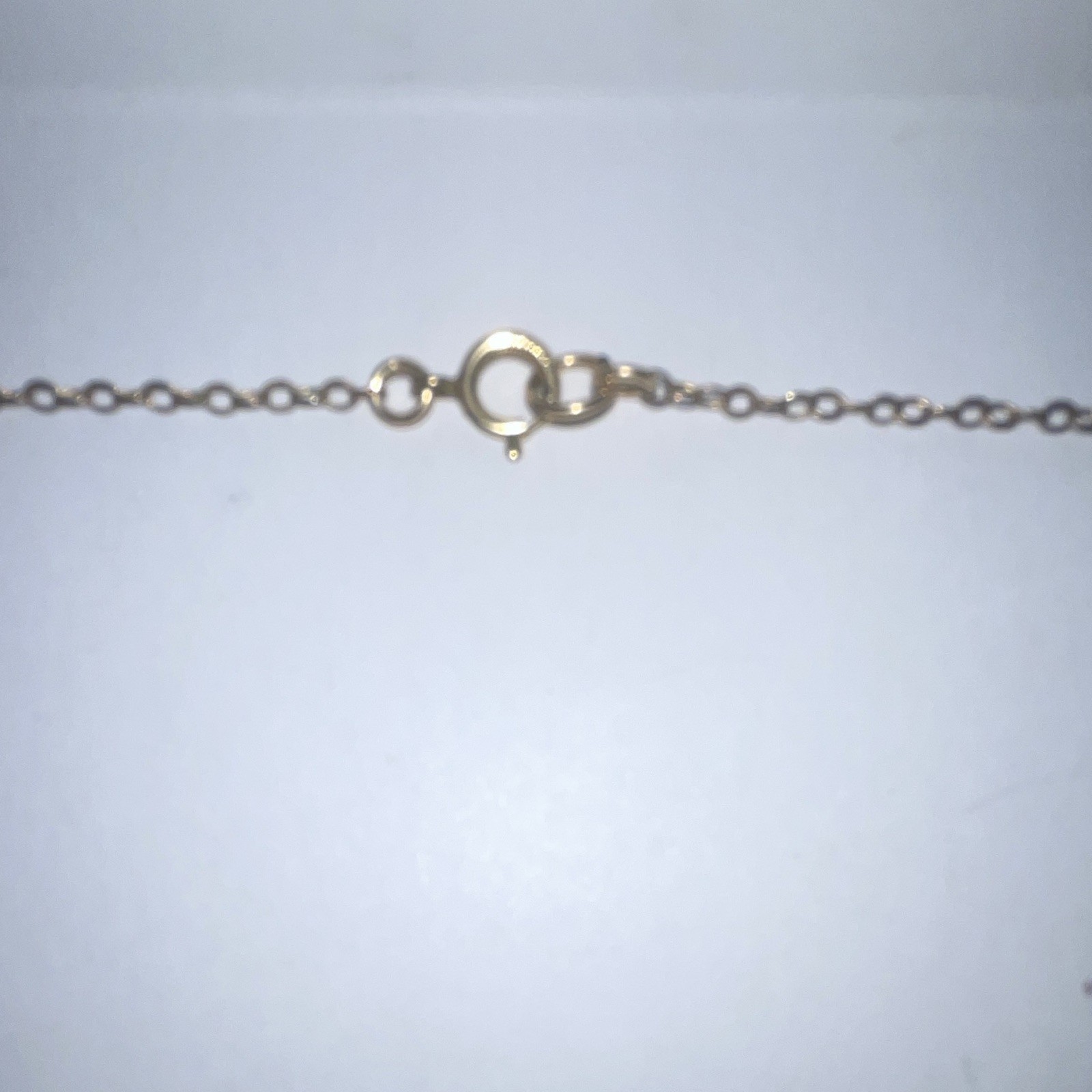 Gold Tone Cable Chain Necklace w/ Round White Agate Stone Charm Pendant