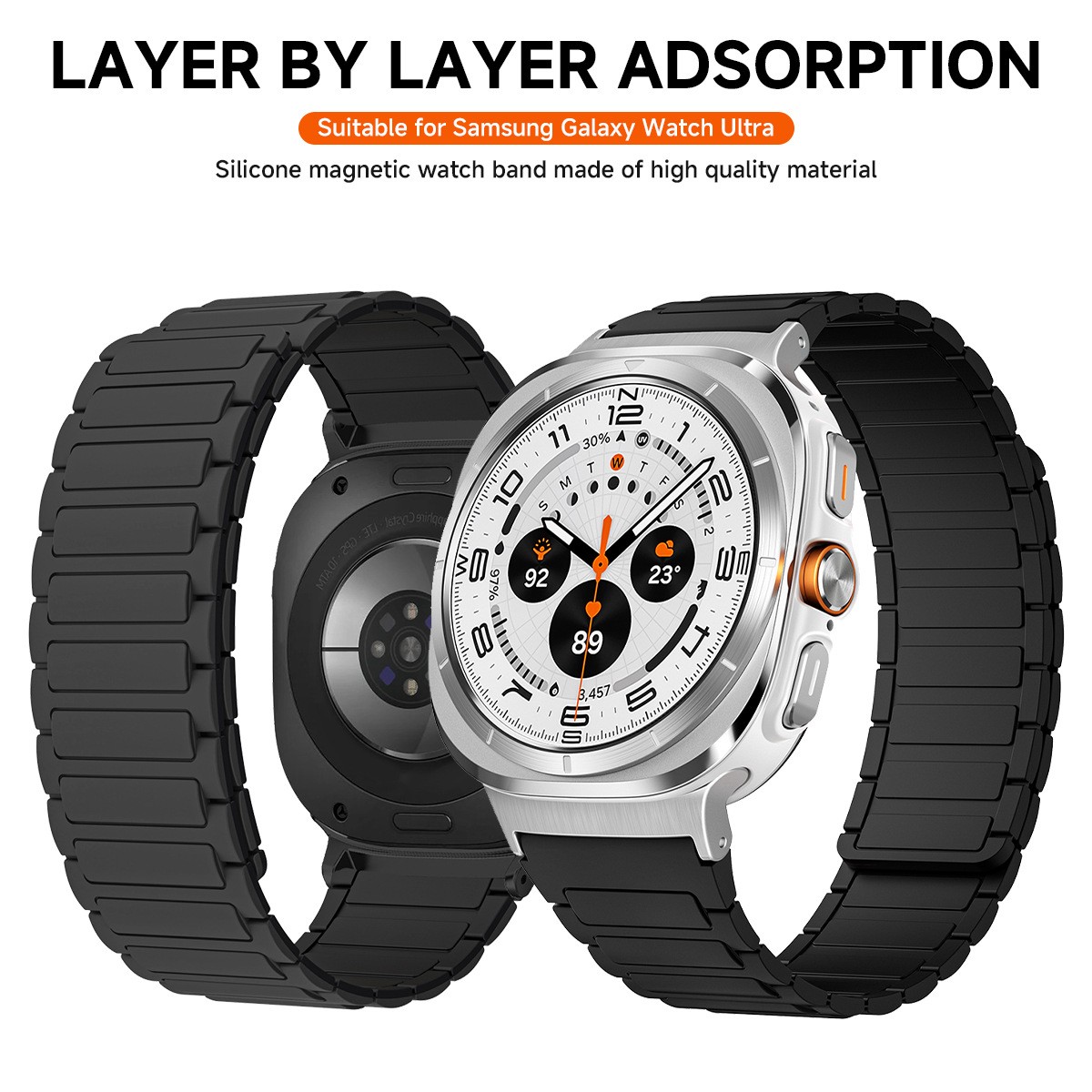 Fits Samsung GalaxyWatch Ultra 47mm Silicone Watch Strap 47mm Soft Flexible Band