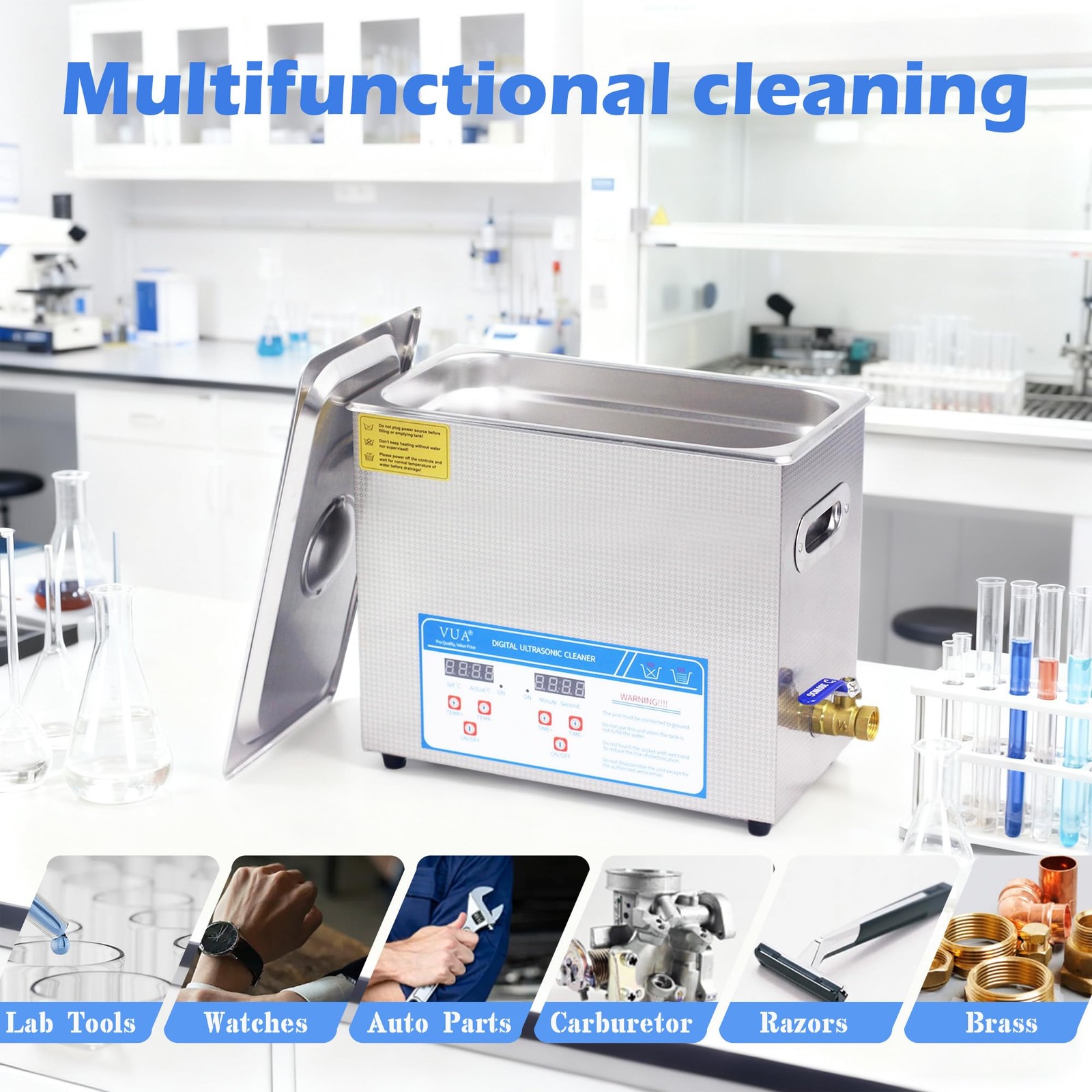6L Ultrasonic Cleaner with Heater and Digital Timer, 40kHz 180W Professional …
