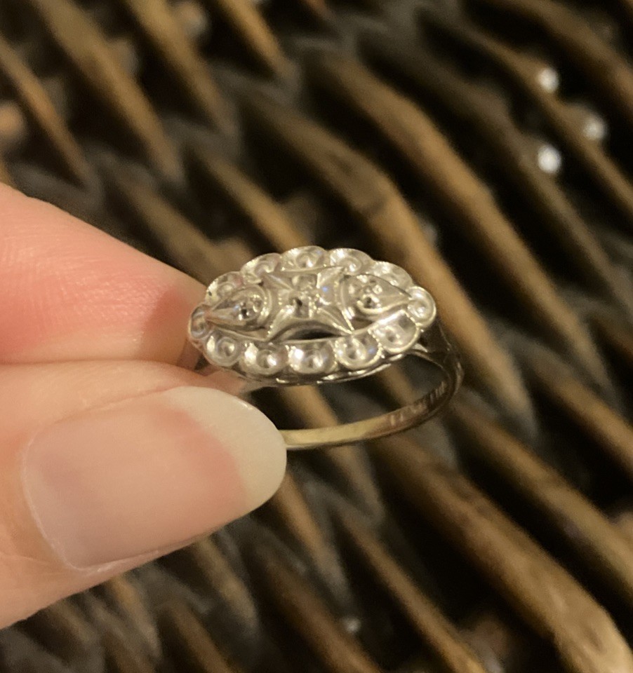 Vintage 10k Prism-Lite White Gold 1950’s Diamond Princess Art Deco Ring ~Sz 6.5