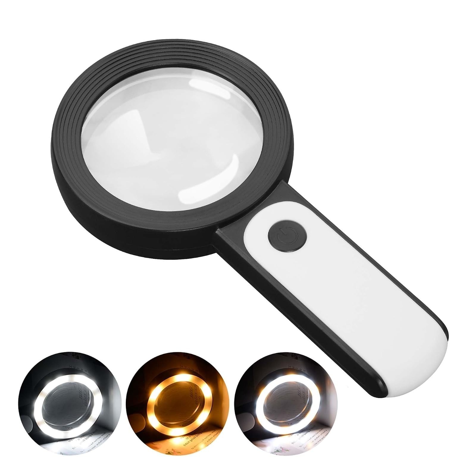 JMH Magnifying Glass with Light, Handheld Large Magnifying Glass 18LED Cold and