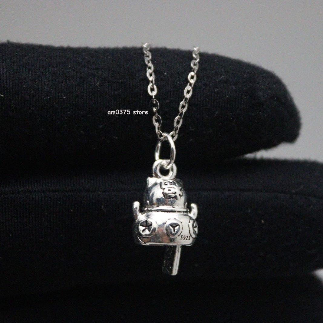 Real 925 Sterling Silver Women Men Lucky Coin Cat Bell Pendant Accessory 22*11mm