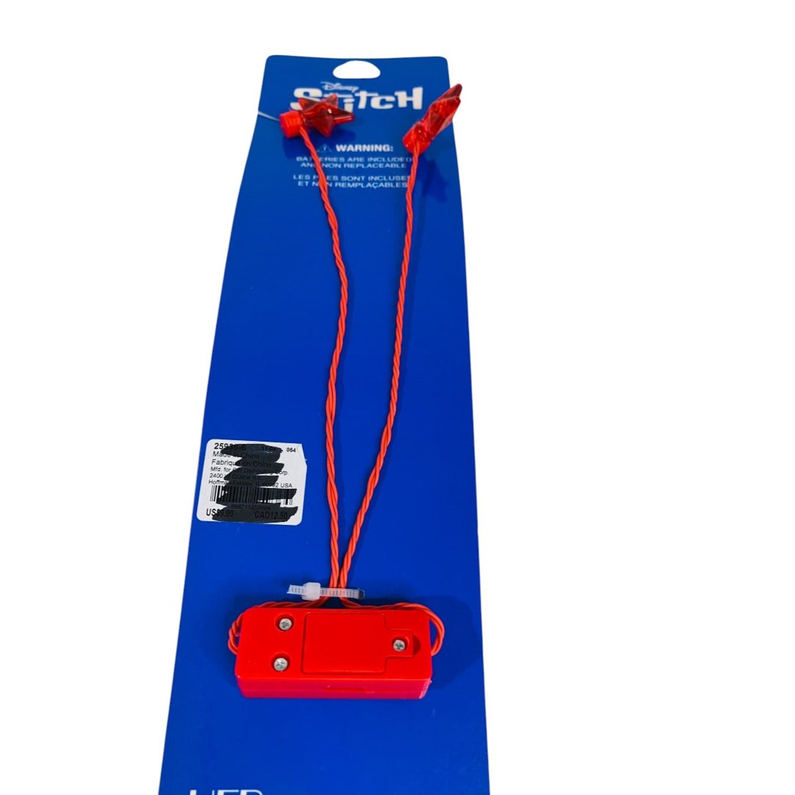 Disney Patriotic Stitch Light Up Necklace Ages 12+ Overhead Long
