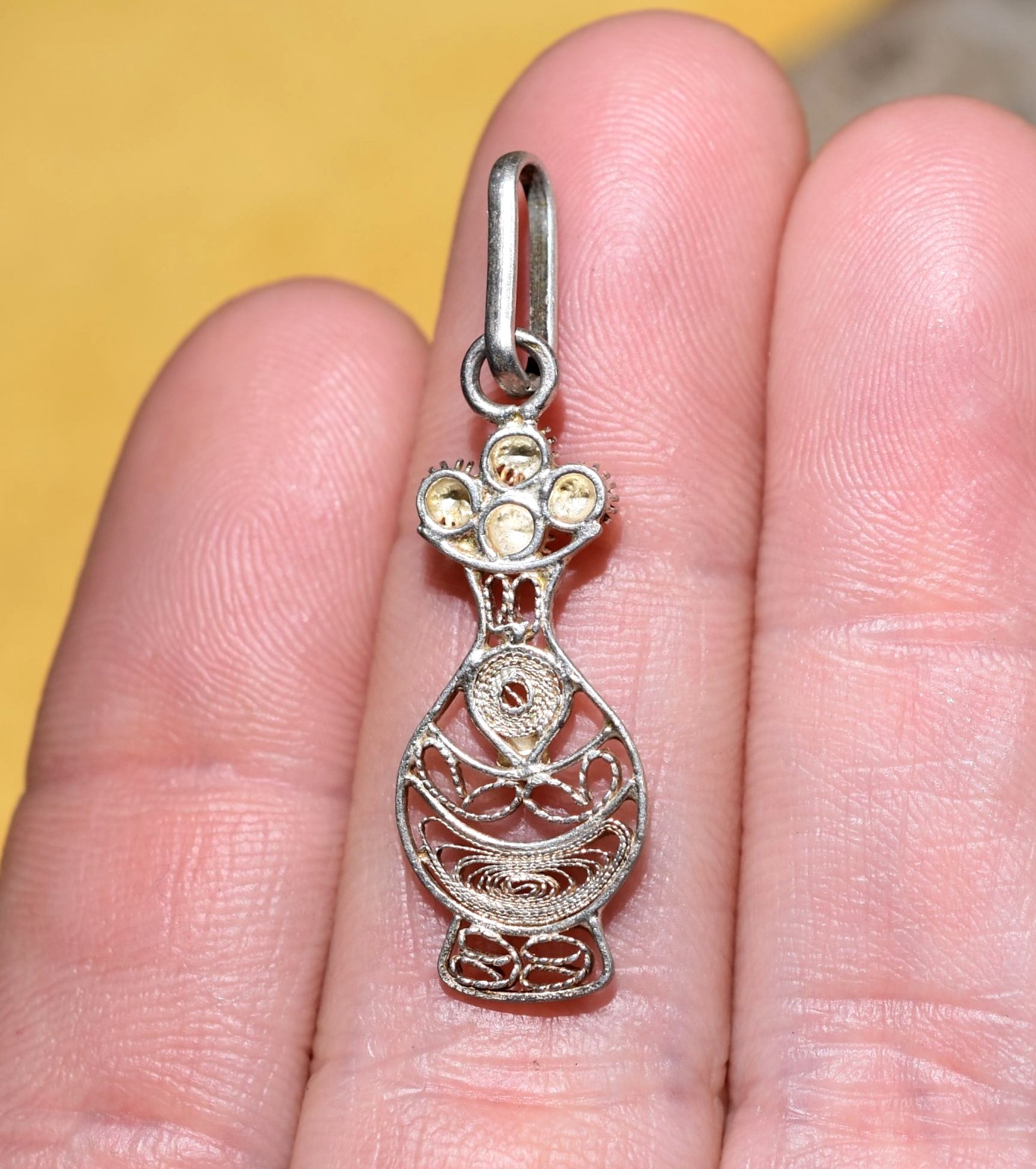 Filigree Quimbaya Poporo For Mambeo Ceremony Pendant Handmade In Mompox Colombia