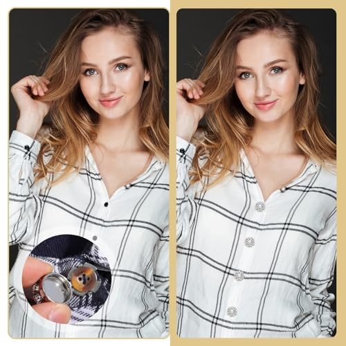 5 Pack Button Covers for Women Blouses, Button Covers Detachable Silver