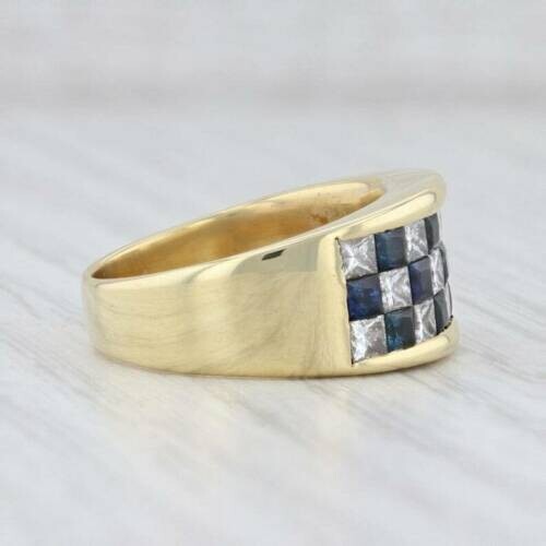 2.10Ct Princess Sapphire & Simulated Diamond 14K Yellow Gold Finish Party Ring