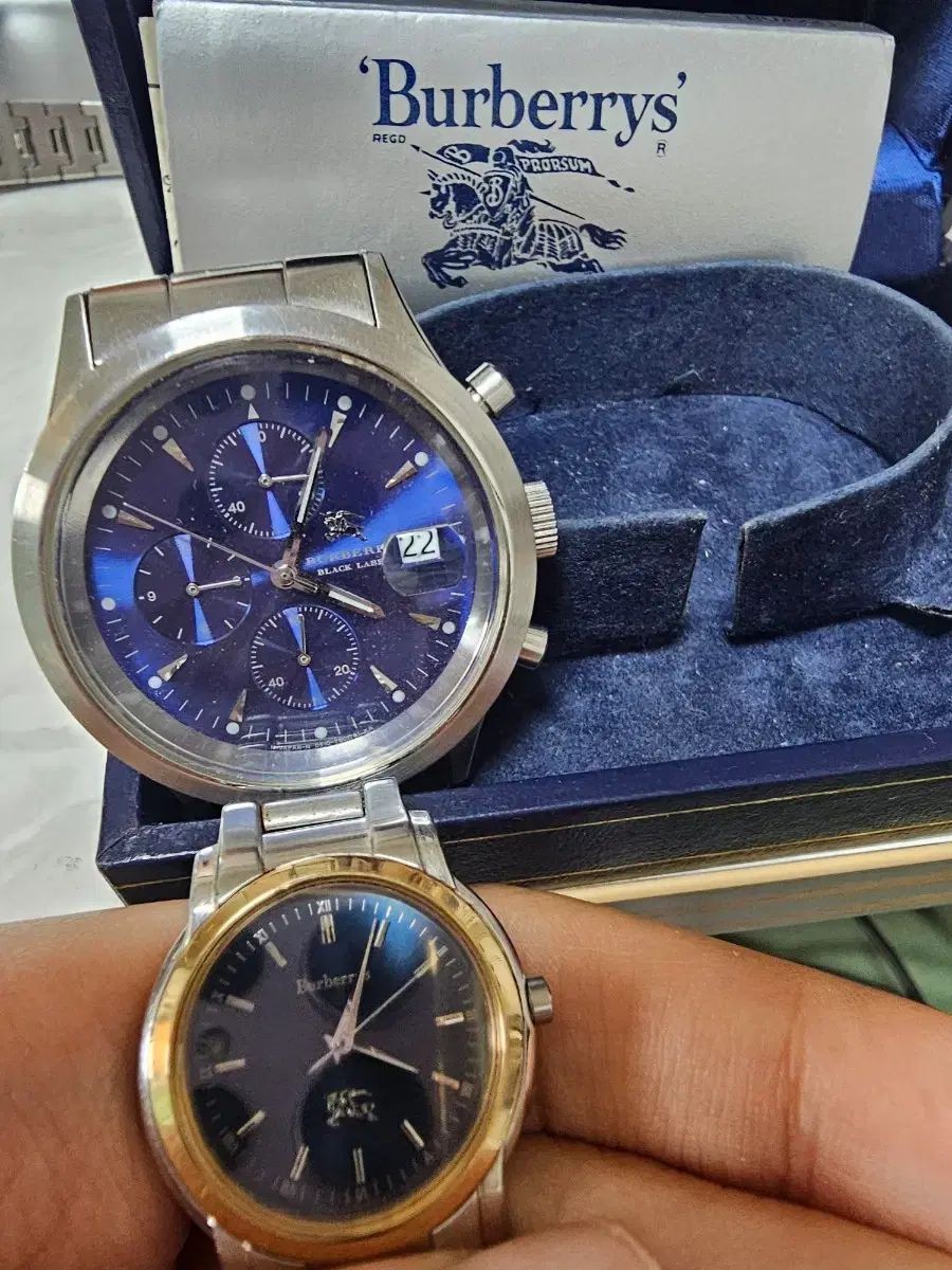 Burberry watch 2 piece set blue dial denim version metal watch
