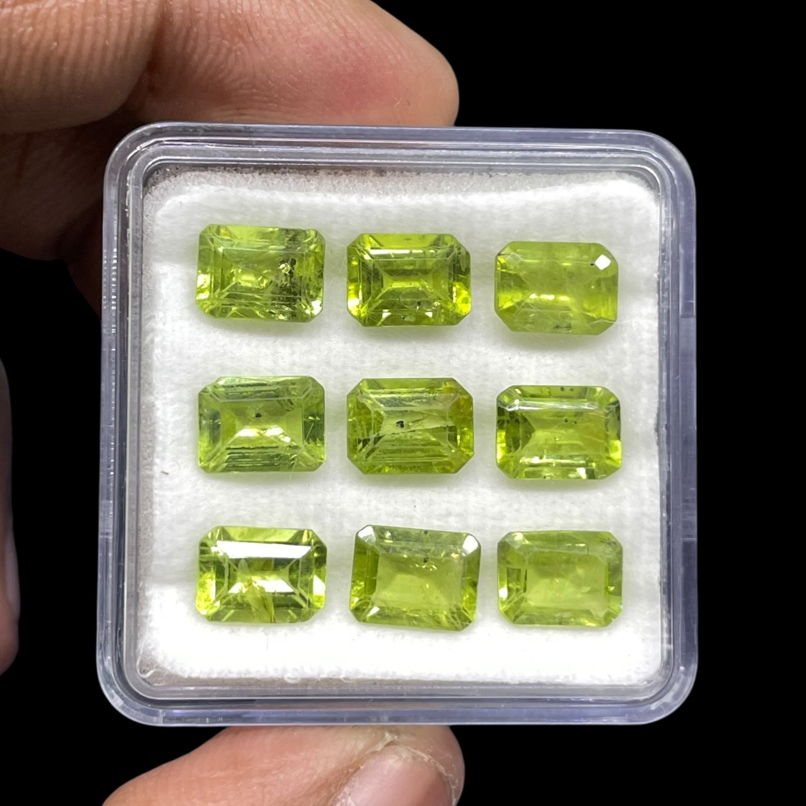 9 Pcs Natural Peridot 8x6mm Emerald Cut Green Loose Untreated Gemstones