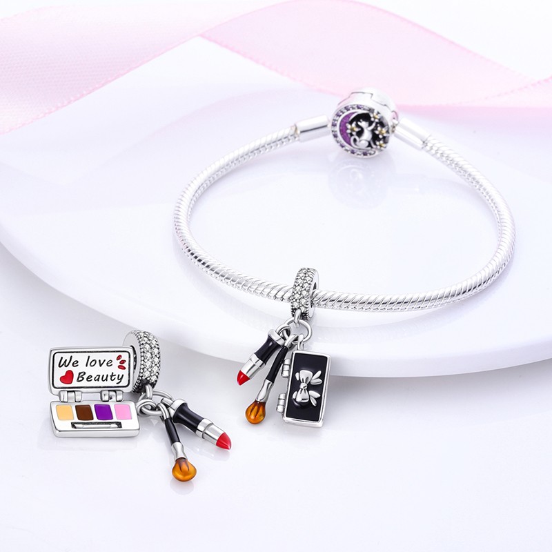 MULA New Cosmetics Pendant Charm AAA CZ Fit Women Bracelet 925 Sterling Silver