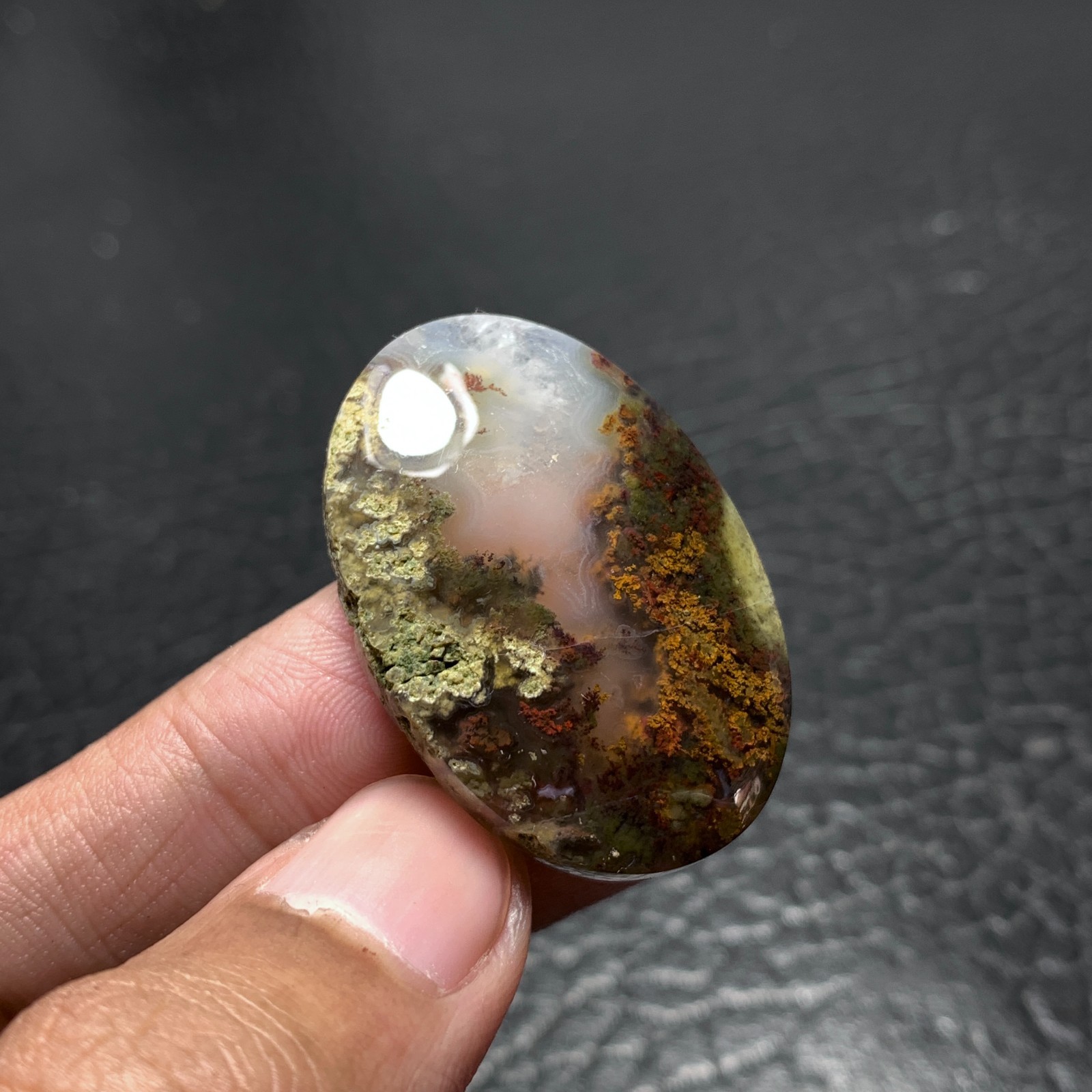 Moss Agate Cabochon 36×24.5x7mm Good Quality 53.5 ct
