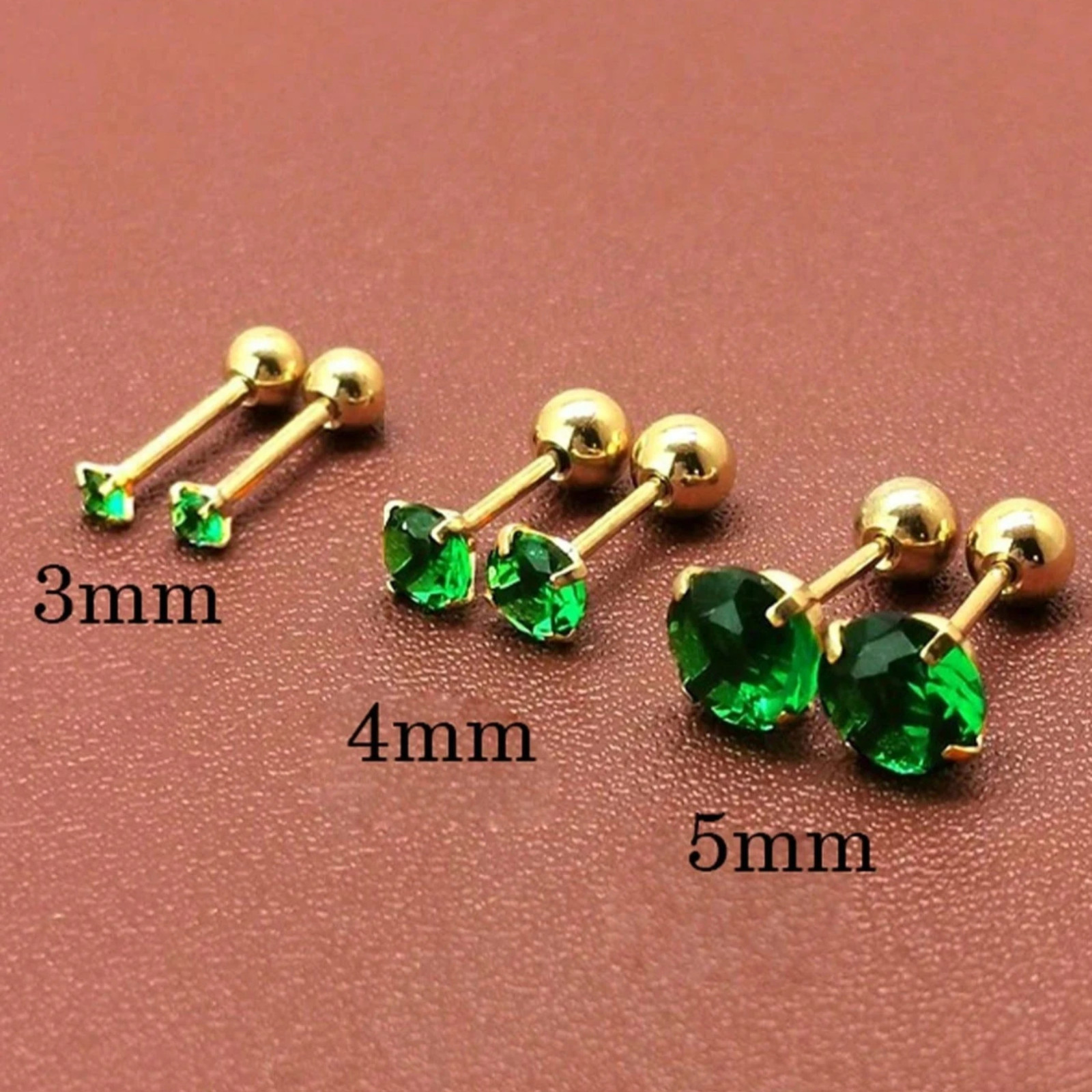 6x Stud Earrings Set Titanium Steel Cubic Zirconia Minimalist Jewelry for Women